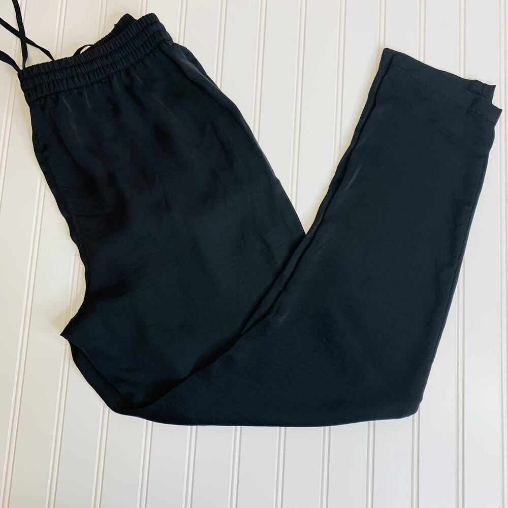 Paige Black Silky Satin Pants Sz Small